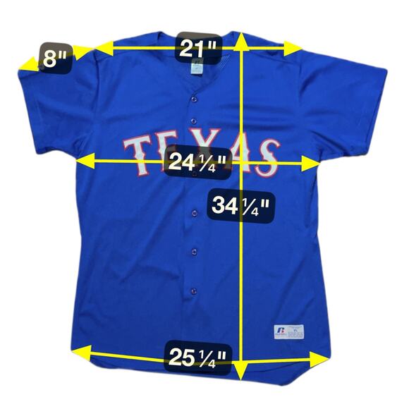 Russell Athletic Jersey Mens Blue Texas Rangers Full Button Short Sleeve Sz XL - Picture 7 of 7